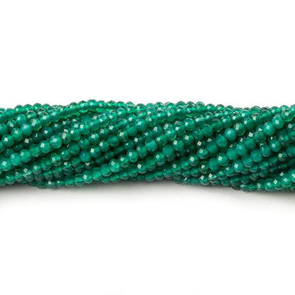 2mm Green Onyx micro faceted rondelle beads 13 inch 195 pcs AA