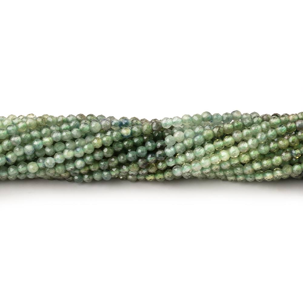 2mm Green Sapphire Micro Faceted Round Beads 12.5 inch 180 pieces