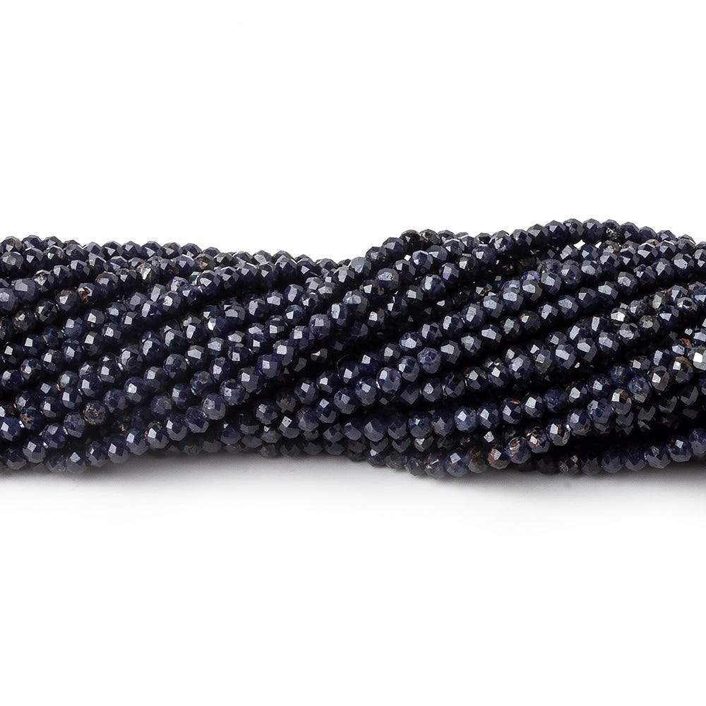 2mm Grey & Blue Sapphire micro faceted rondelles 13 inch 200 beads