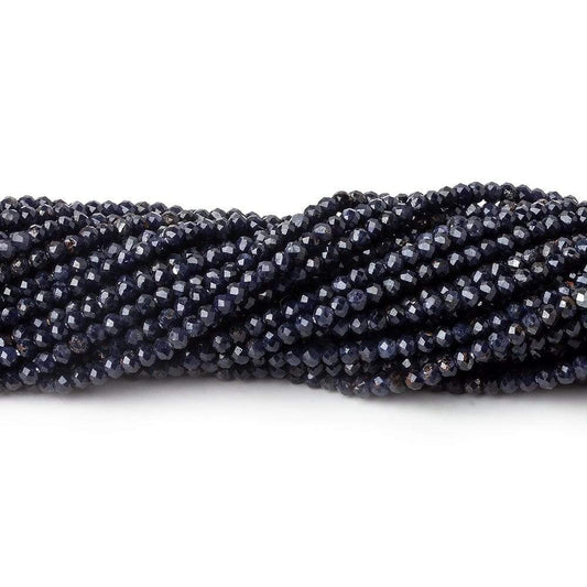 2mm Grey & Blue Sapphire micro faceted rondelles 13 inch 200 beads