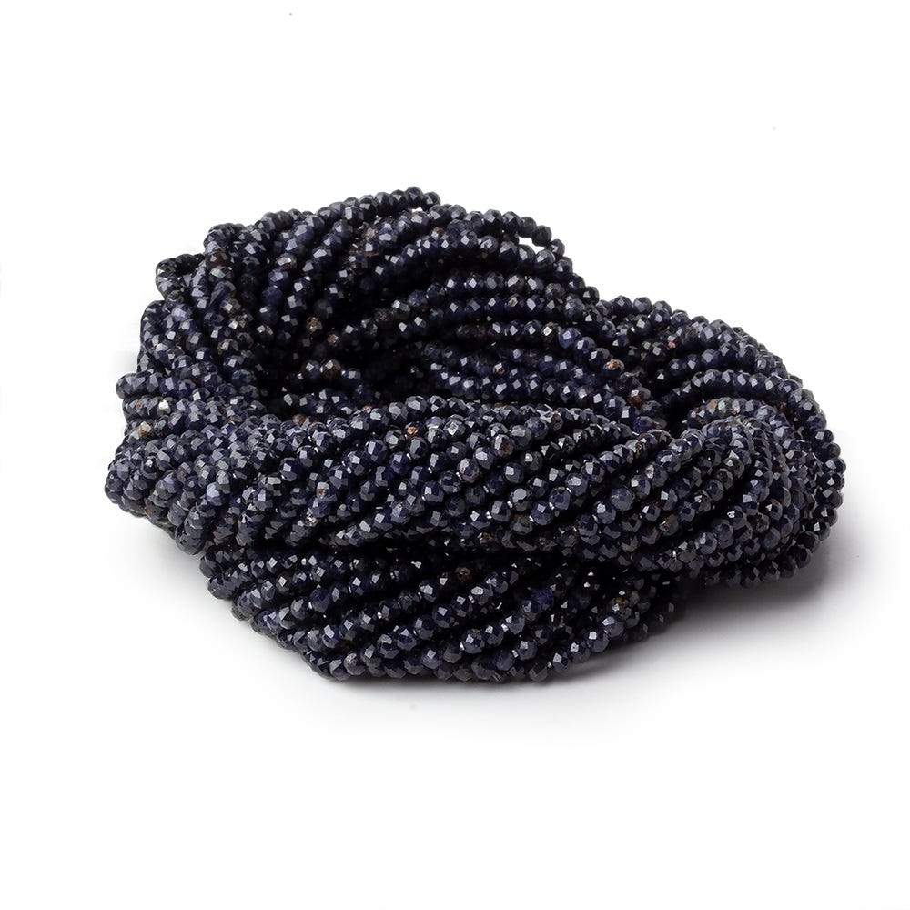 2mm Grey & Blue Sapphire micro faceted rondelles 13 inch 200 beads