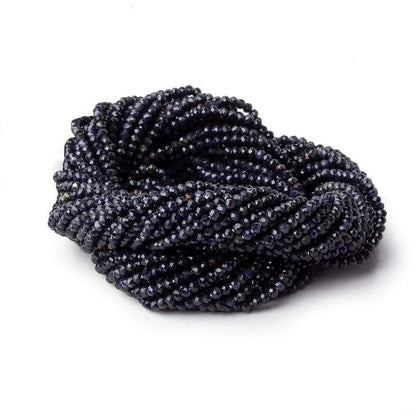 2mm Grey & Blue Sapphire micro faceted rondelles 13 inch 200 beads