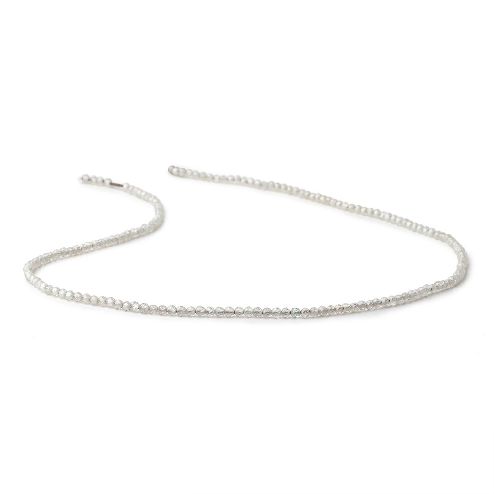 2mm Grey Zircon Micro Faceted Round Beads 12.5 inch 168 pieces