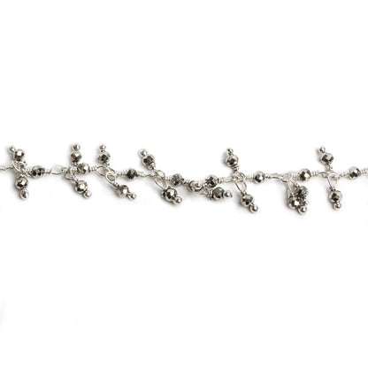 2mm Hematite micro faceted round Silver plated Dangling Chain by the foot 110 pieces