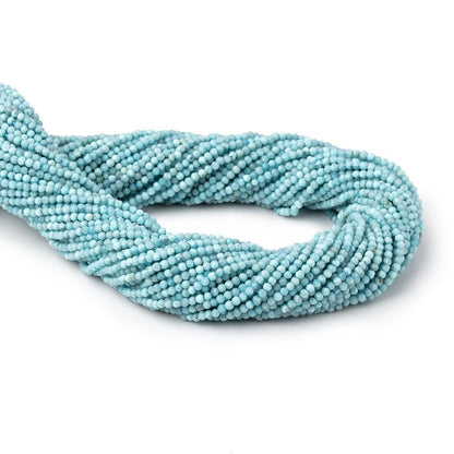 2mm Larimar micro faceted round beads 12.5 inch 180 pieces