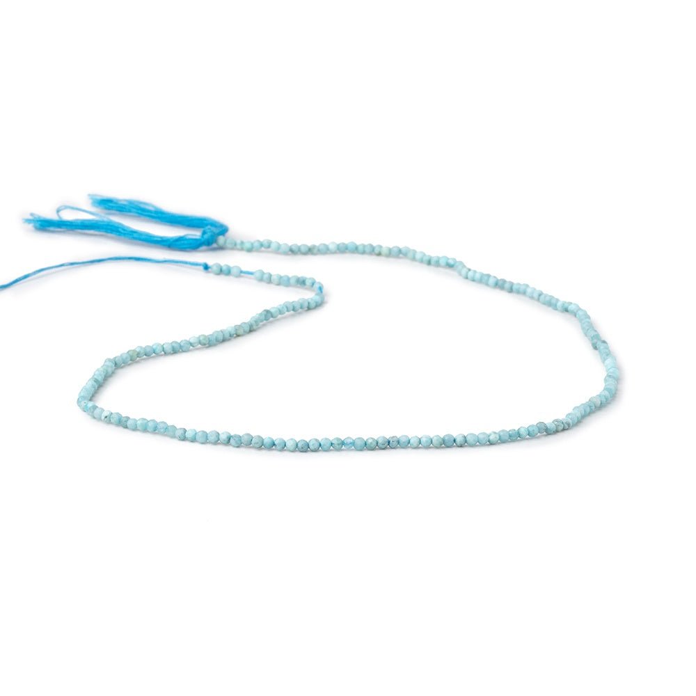 2mm Larimar micro faceted round beads 12.5 inch 180 pieces