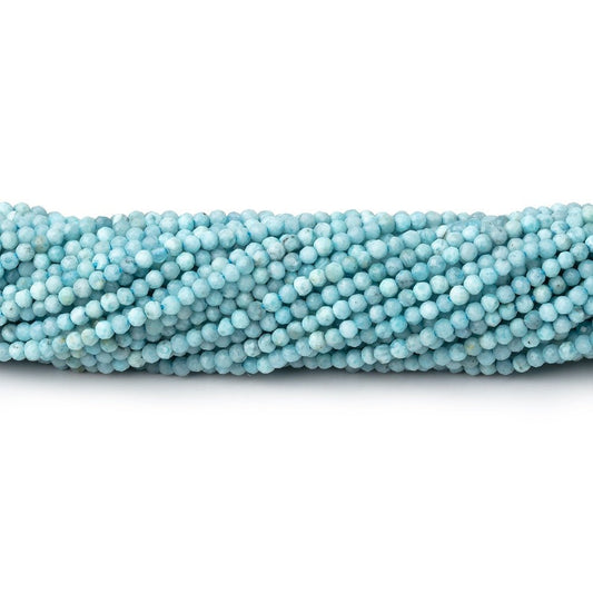 2mm Larimar micro faceted round beads 12.5 inch 180 pieces