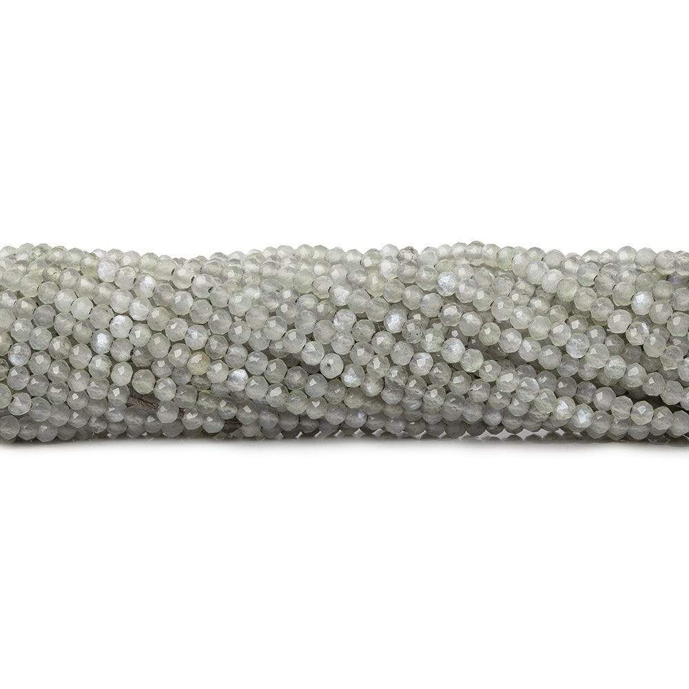 2mm Light Grey Moonstone microfaceted rondelle beads 13 inch 175 pieces