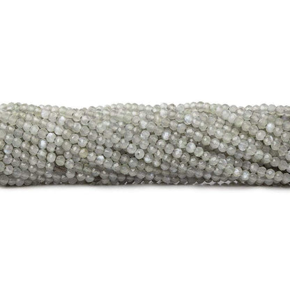 2mm Light Grey Moonstone microfaceted rondelle beads 13 inch 175 pieces