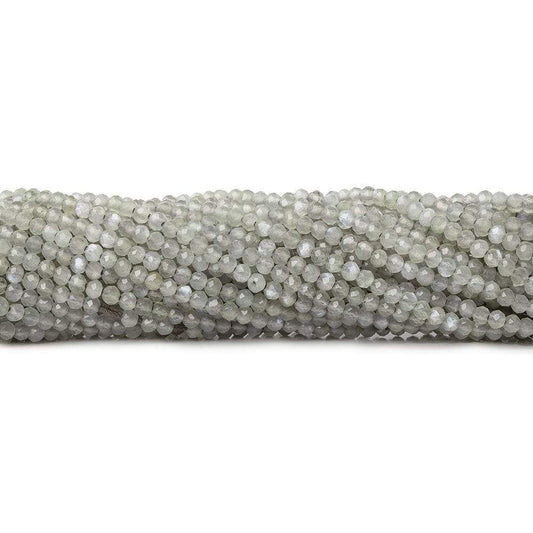 2mm Light Grey Moonstone microfaceted rondelle beads 13 inch 175 pieces