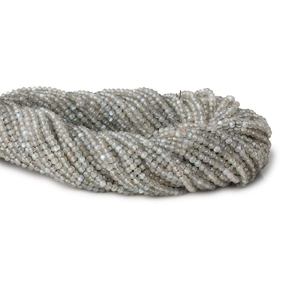 2mm Light Grey Moonstone microfaceted rondelle beads 13 inch 175 pieces
