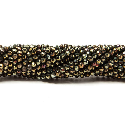 2mm Metallic Bronze Black Spinel Micro Faceted Rondelle Beads 13 inch 183 pcs