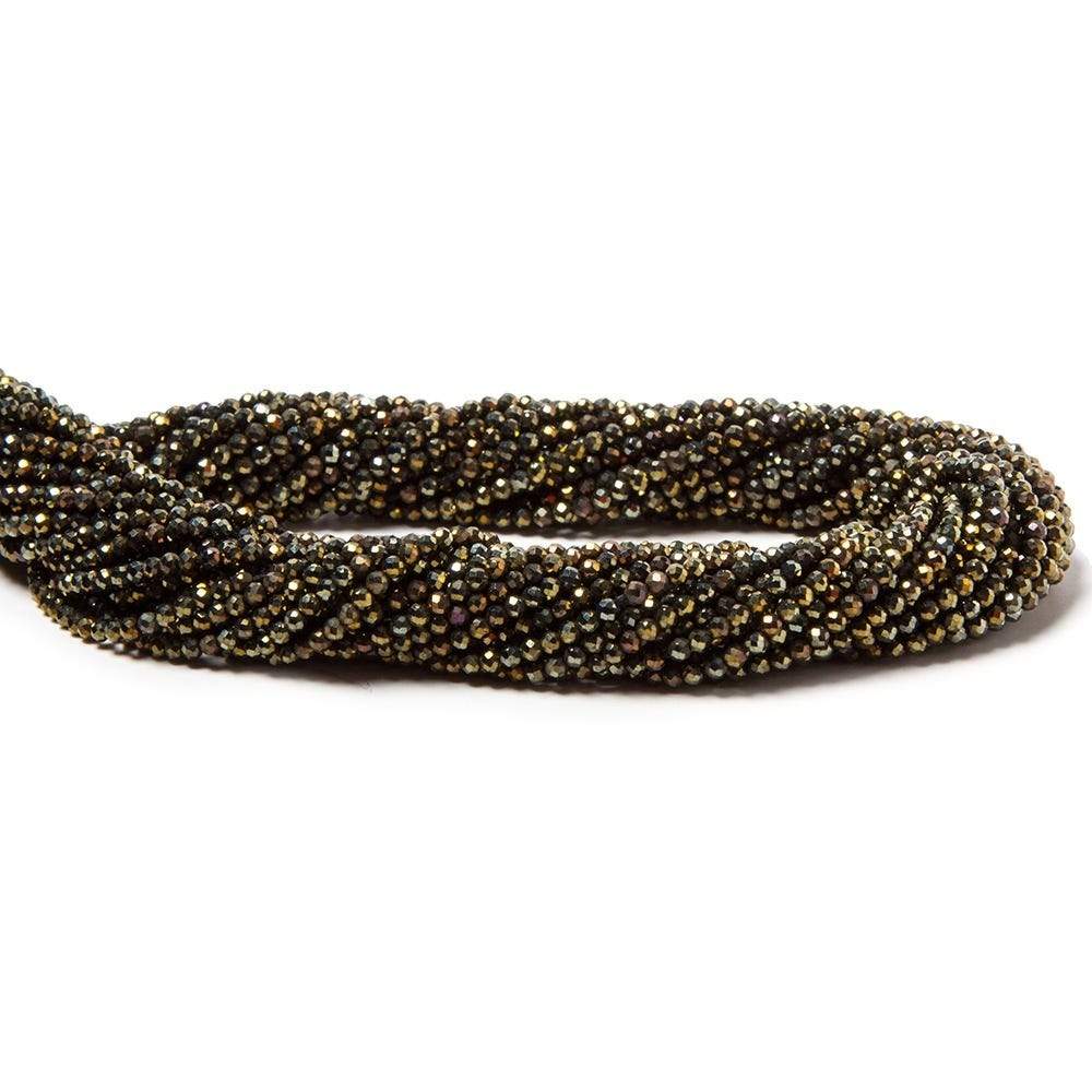 2mm Metallic Bronze Black Spinel Micro Faceted Rondelle Beads 13 inch 183 pcs