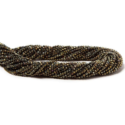 2mm Metallic Bronze Black Spinel Micro Faceted Rondelle Beads 13 inch 183 pcs