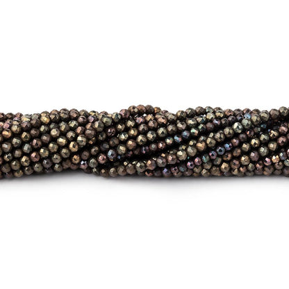 2mm Metallic Chocolate Black Spinel Micro Faceted Rounds 13 inch 183 beads