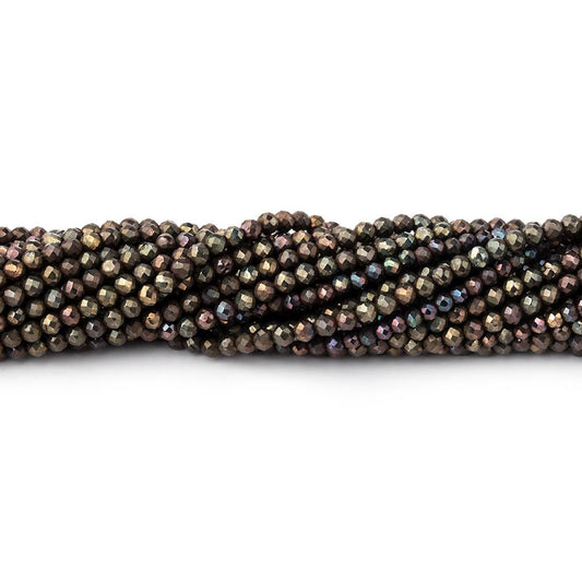 2mm Metallic Chocolate Black Spinel Micro Faceted Rounds 13 inch 183 beads