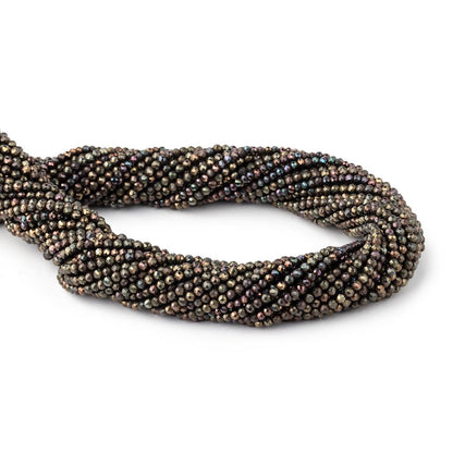 2mm Metallic Chocolate Black Spinel Micro Faceted Rounds 13 inch 183 beads