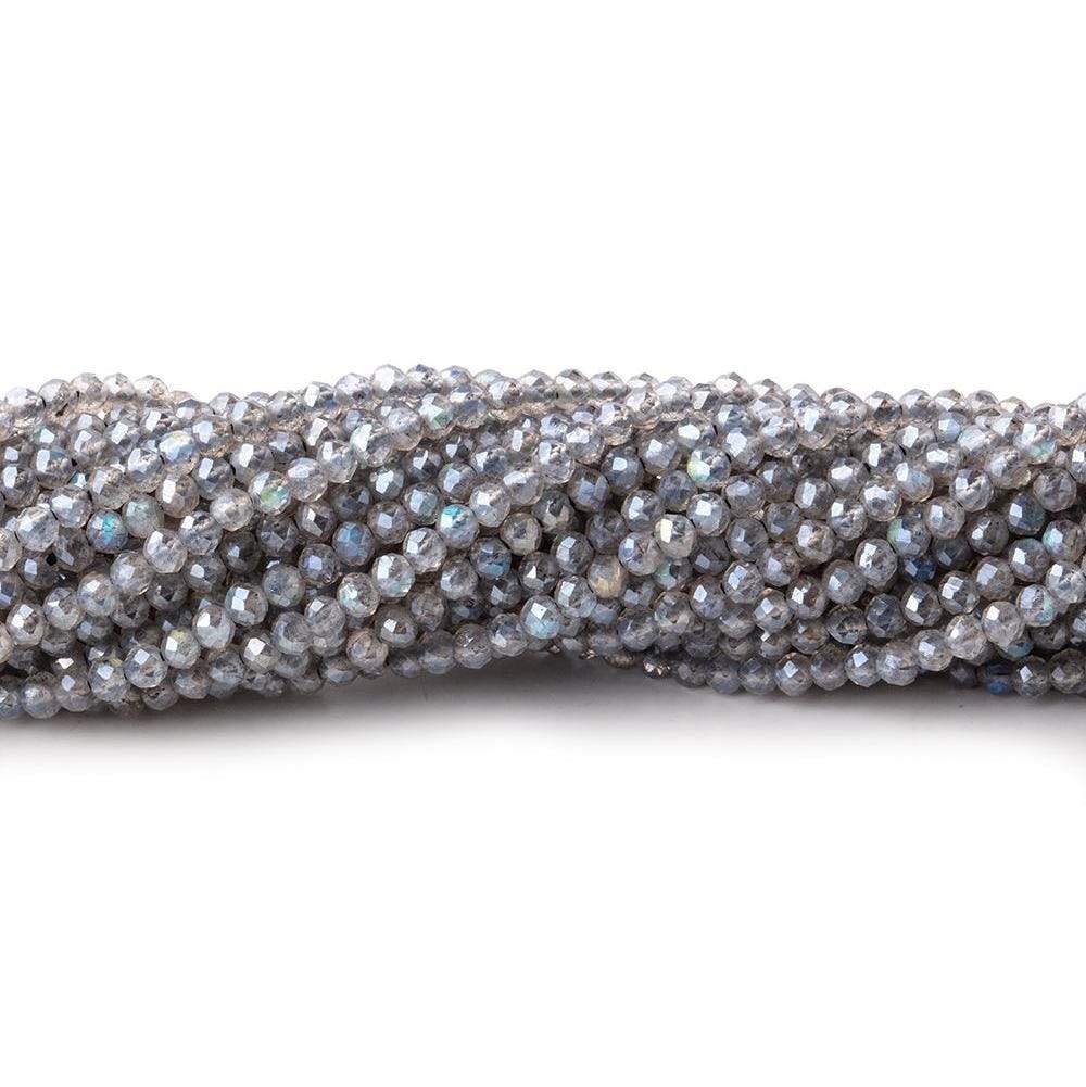 2mm Metallic Labradorite micro faceted rondelle beads 13 inch 170 pieces