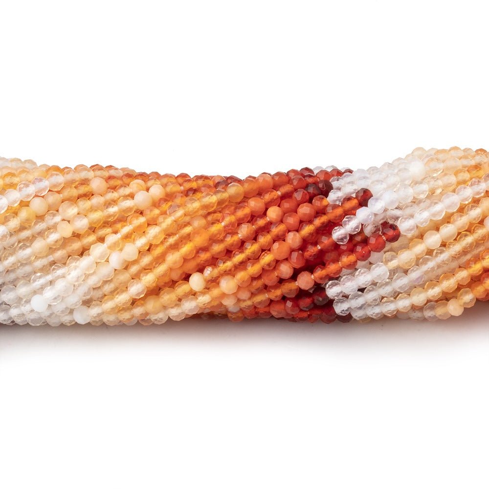 2mm Mexican Fire Opal Micro Faceted Rondelle Beads 12.25 inch 176 pieces