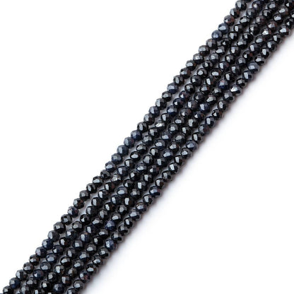2mm Midnight Blue Sapphire Micro Faceted Rondelle Beads - set of 5 strands