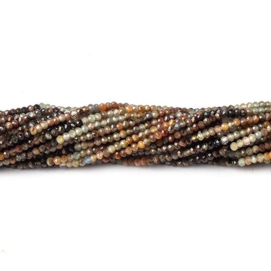 2mm Multi Brown Sapphire Micro Faceted rondelle beads 13 inch 200 pieces