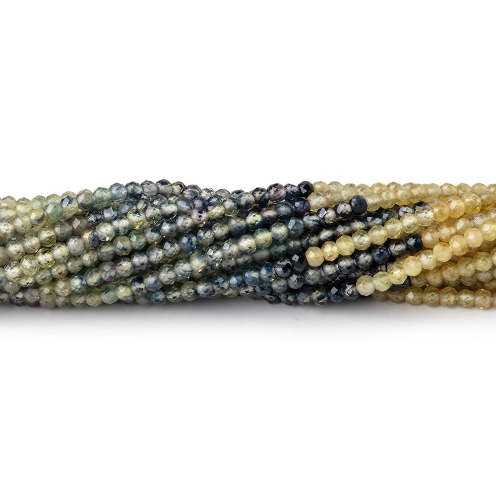 2mm Multi Color Fancy Sapphire Micro Faceted Rondelle Beads 12.5 inch 196 pieces AA