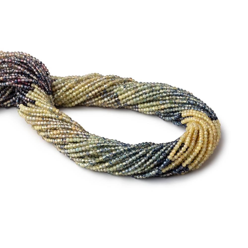 2mm Multi Color Fancy Sapphire Micro Faceted Rondelle Beads 12.5 inch 196 pieces AA