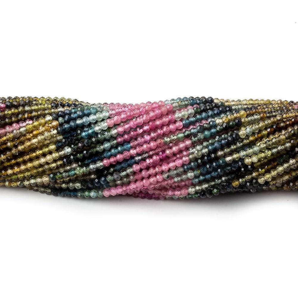 2mm Multi Color Tourmaline faceted round beads 13 inch 180 pieces