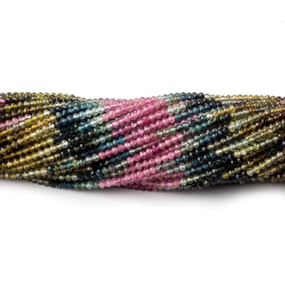 2mm Multi Color Tourmaline faceted round beads 13 inch 180 pieces