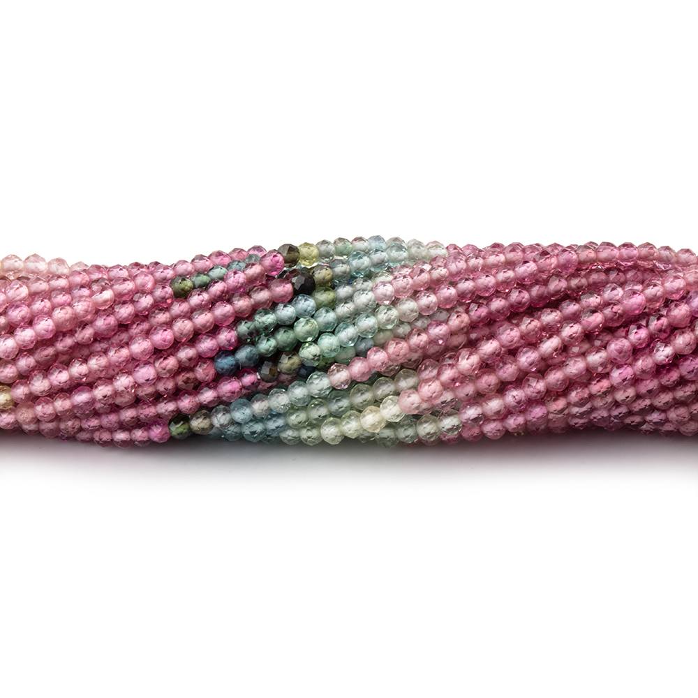 2mm Multi Color Tourmaline Micro Faceted Rondelle Beads 12.5 inch 190 pieces