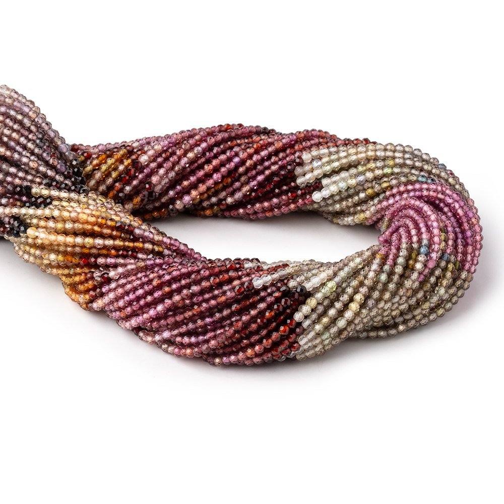 2mm Multi Gemstone Micro Faceted Round Beads 12.5 inch 164 pieces AA