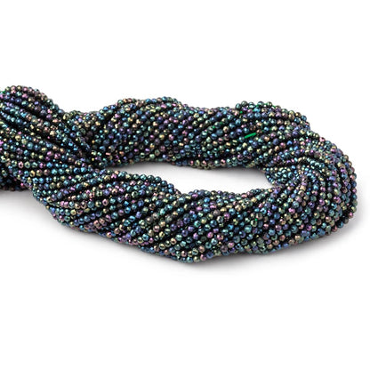 2mm Mystic Green Peacock Black Spinel micro-faceted rounds 13 inch 175 beads AAA