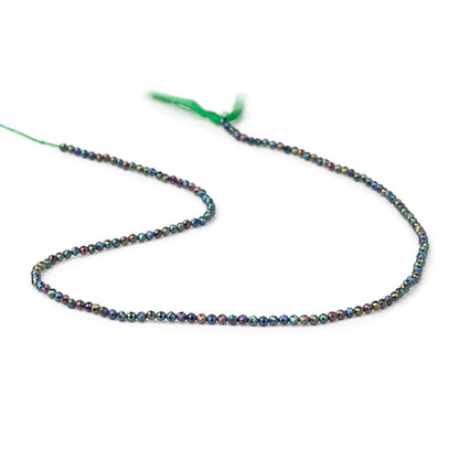 2mm Mystic Green Peacock Black Spinel micro-faceted rounds 13 inch 175 beads AAA