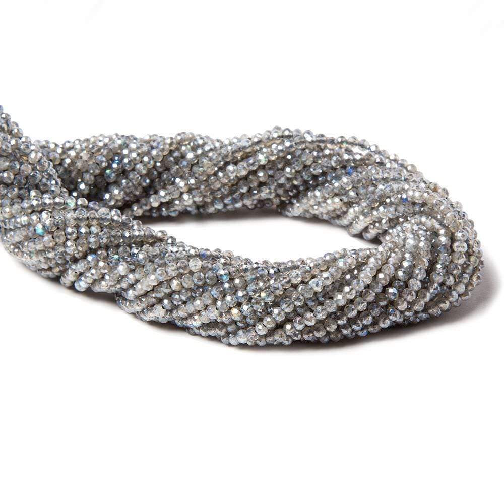 2mm Mystic Labradorite micro faceted rondelles 13 inch 175 beads AAA