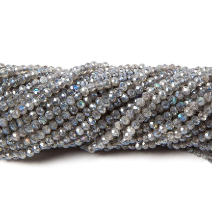 2mm Mystic Labradorite micro faceted rondelles 13 inch 175 beads AAA