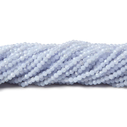 2mm Natural Blue Chalcedony micro-faceted rounds 13 inch 175 beads AAA