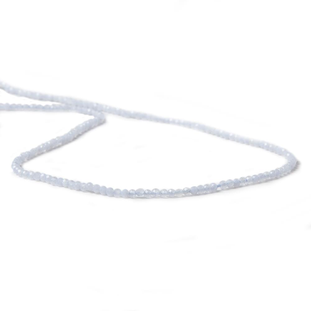 2mm Natural Blue Chalcedony micro-faceted rounds 13 inch 175 beads AAA
