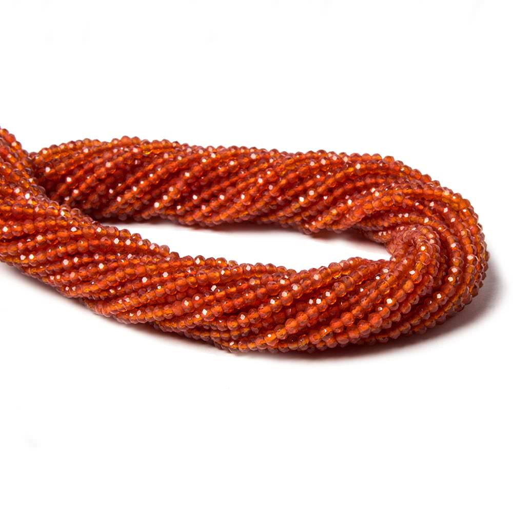 2mm Orange Chalcedony micro-faceted rounds 13 inch 175 beads AAA