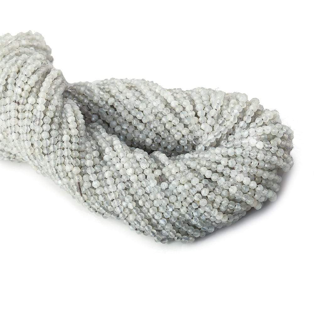 2mm Pale Grey Moonstone microfaceted round beads 13 inch 175 pieces
