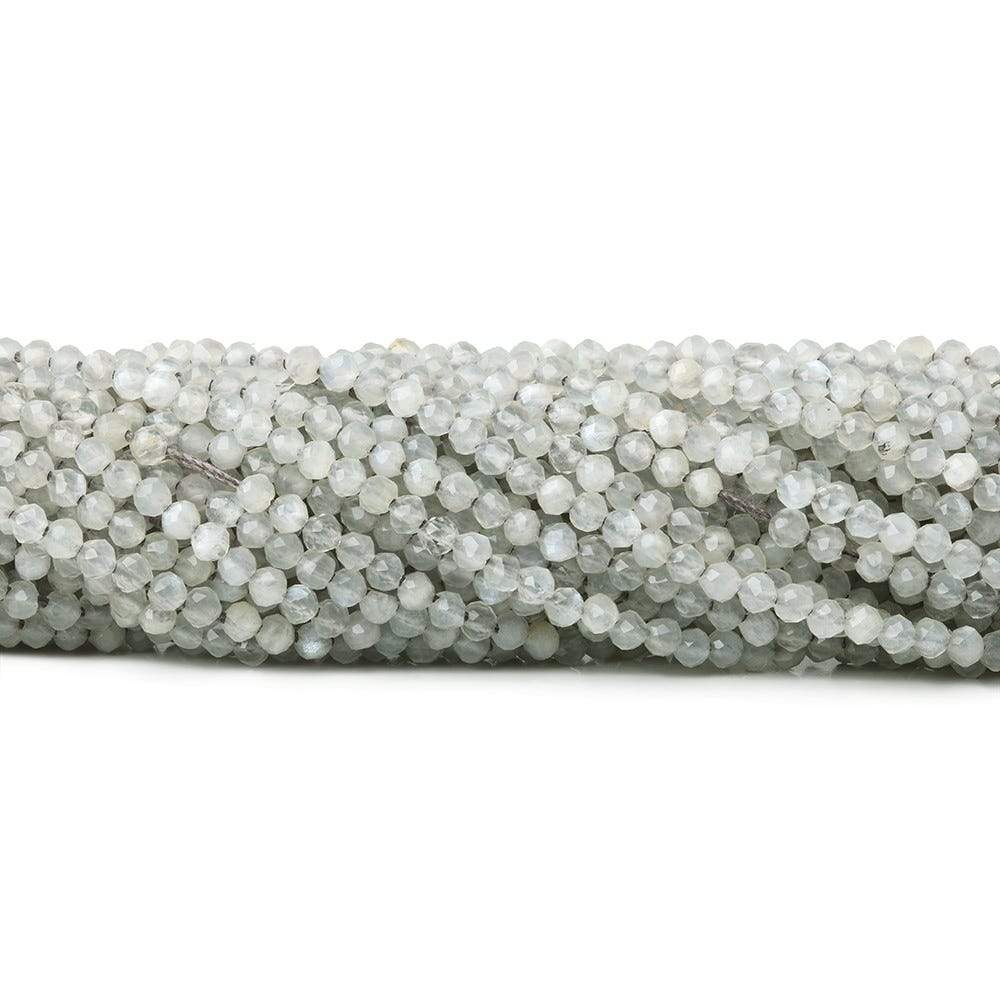 2mm Pale Grey Moonstone microfaceted round beads 13 inch 175 pieces