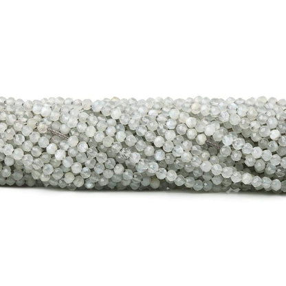 2mm Pale Grey Moonstone microfaceted round beads 13 inch 175 pieces