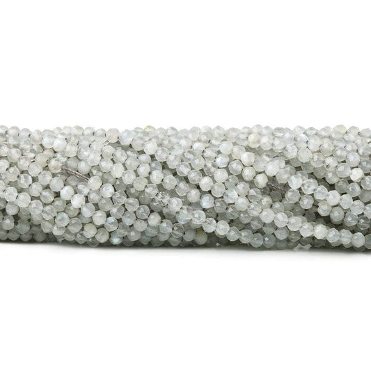 2mm Pale Grey Moonstone microfaceted round beads 13 inch 175 pieces