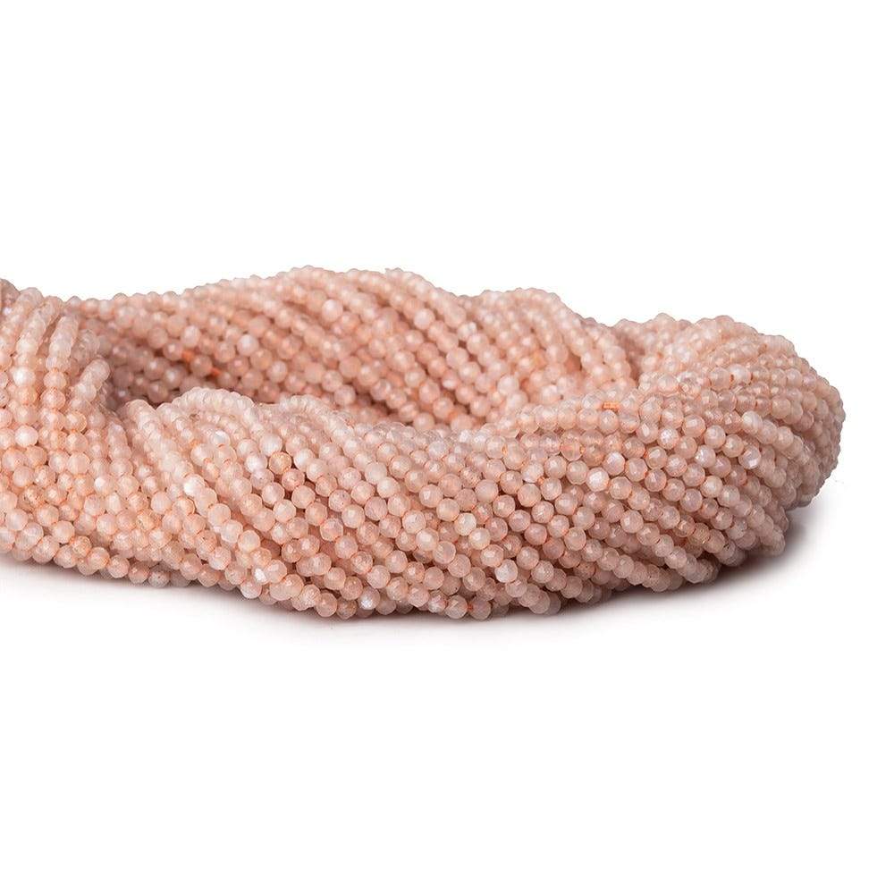 2.2mm Peach Moonstone microfaceted round beads 13 inch 175 pieces