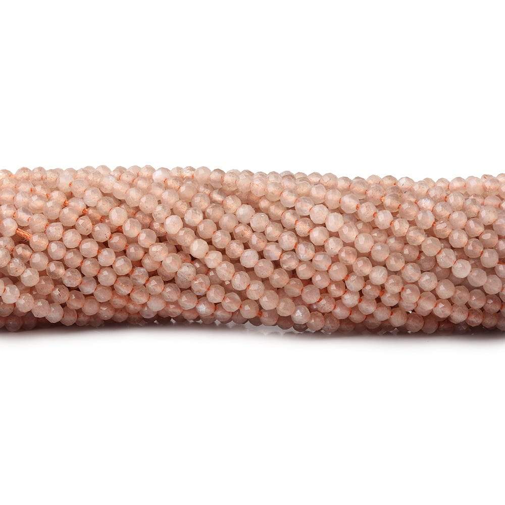2.2mm Peach Moonstone microfaceted round beads 13 inch 175 pieces