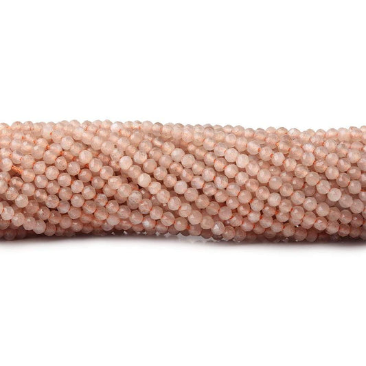 2.2mm Peach Moonstone microfaceted round beads 13 inch 175 pieces