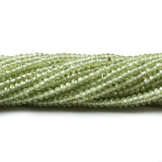 2mm Peridot Micro Faceted Rondelle Beads 13 inch 197 pieces AAA Grade