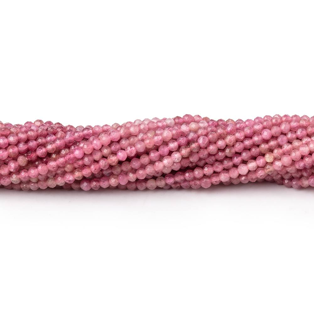 2mm Pink Tourmaline Micro Faceted Round Beads 12.5 inch 174 pieces