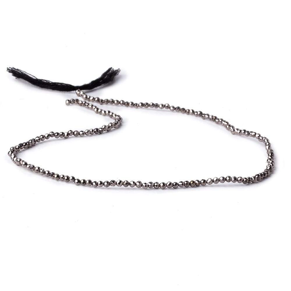 2mm Platinum Metallic plated Pyrite micro faceted rounds 12.5 inch 170 pieces