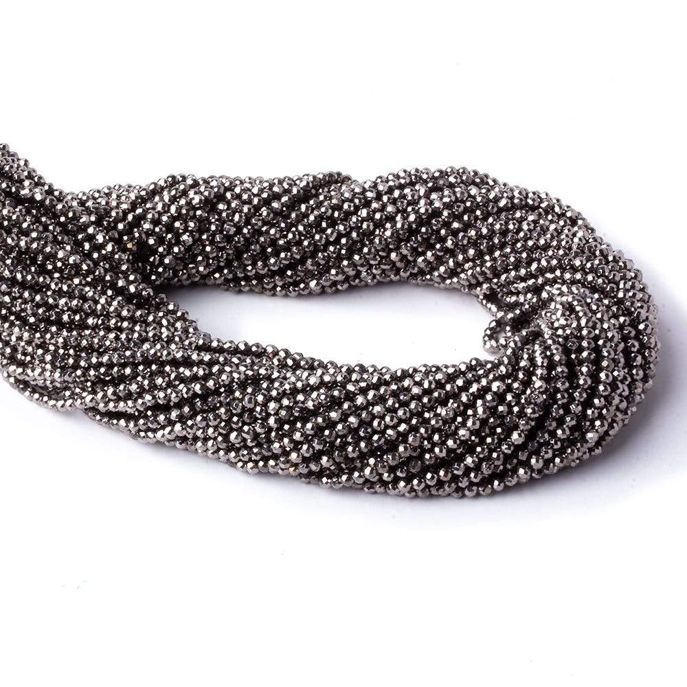 2mm Platinum Metallic plated Pyrite micro faceted rounds 12.5 inch 170 pieces