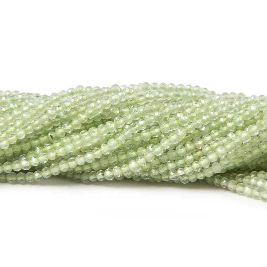 2mm Prehnite micro-faceted rondelles 13 inch 215 beads AAA